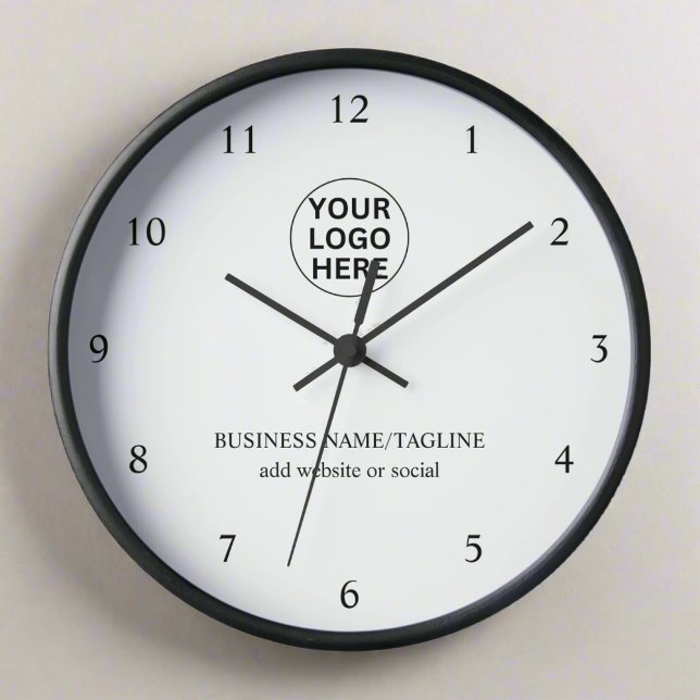Horloge Ajoutez votre logo et votre texte ici l Blanc prom (Créateur téléchargé)
