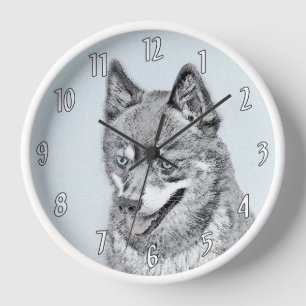 Horloge Alaskan Klee Kai Peinture - Cute Original Chien Ar
