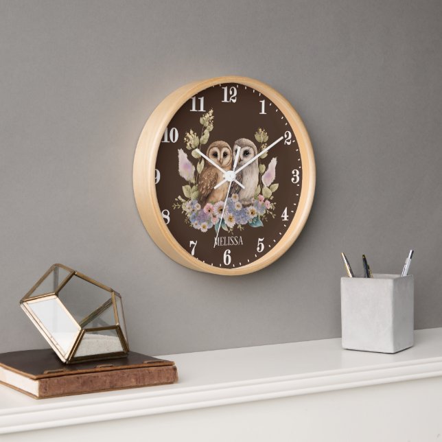 Horloge Amateurs de chouette ajouter le nom (Bureau)