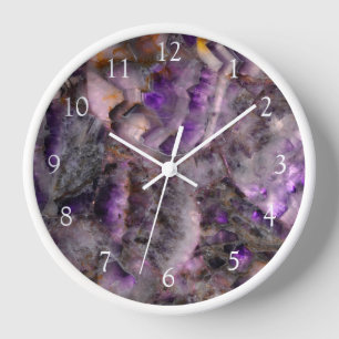Horloge Améthyste Quartz violet abstrait, granit violet