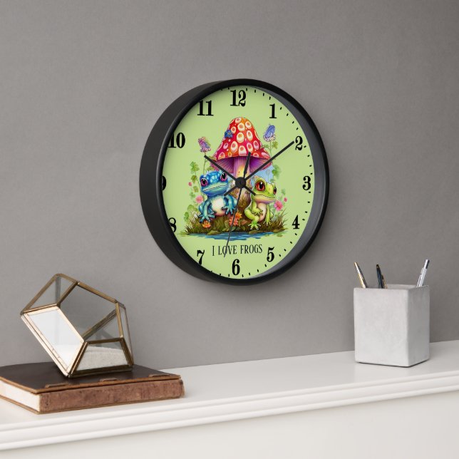 Horloge amoureux de grenouilles mignonnes ajouter du texte (Bureau)