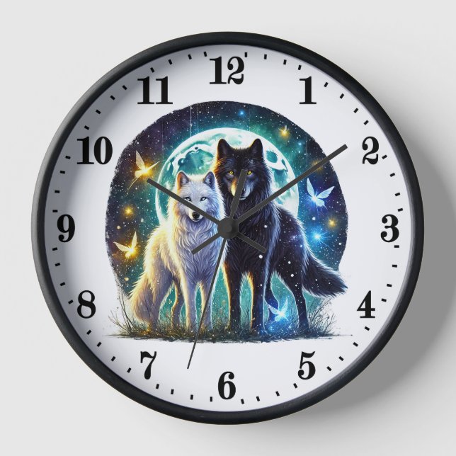 Horloge Amoureux des animaux loups mignons (Recto)