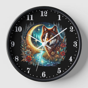 Horloge Amoureux des animaux loups mignons
