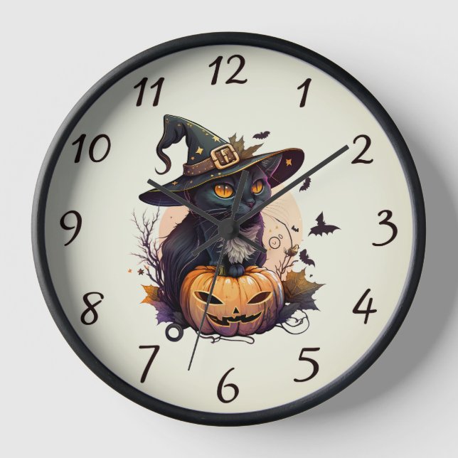 Horloge Amoureux des chats Chat noir Halloween Cat maman C (Recto)