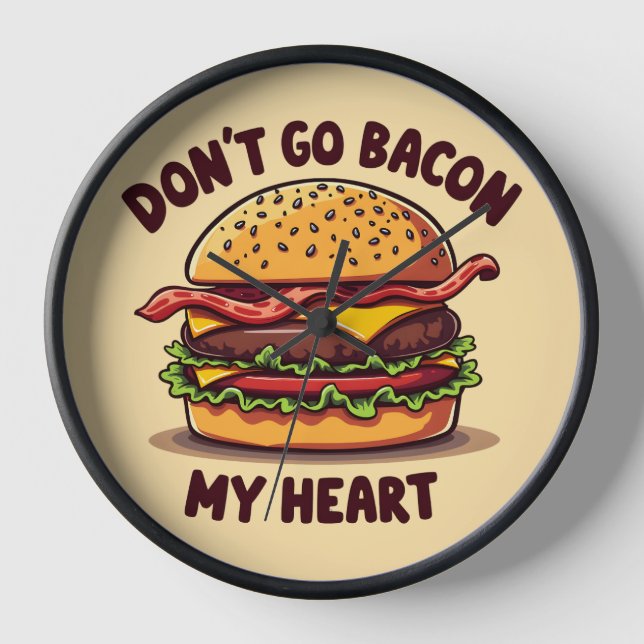 Horloge Amusant Pun Alimentaire Bacon Lover Cheeseburger D (Recto)