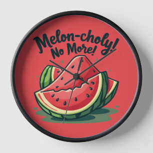 Horloge Amusante Pun de pastèque "Melon-choly No More"