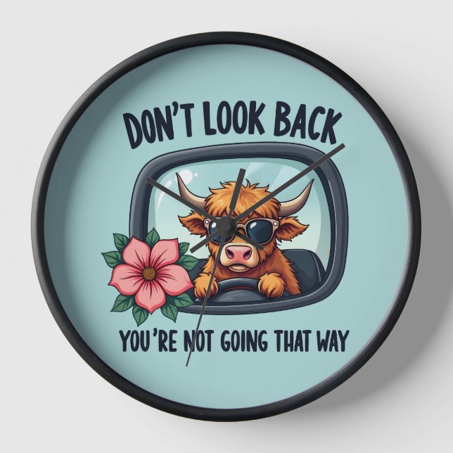 Horloge Amusante vache Highland Retro Western Motivational (Recto)
