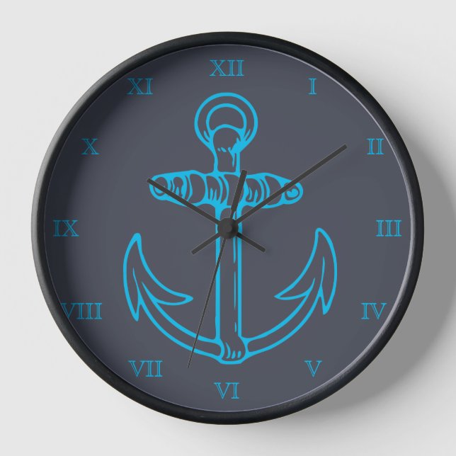 Horloge Ancre bleue Numéros romains Bateau ou bateau (Recto)