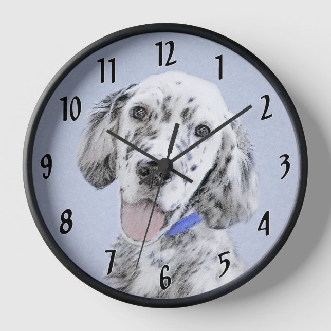 Horloge Anglais Setter Blue Belton Peinture Chien Art (Recto)