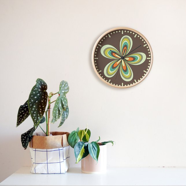 Horloge Années 60 super les années 70 Hippie Fleur Brown R (Créateur téléchargé)