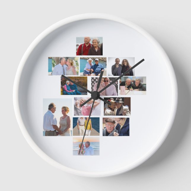 Horloge Anniversaire personnalisé 13 Photo Collage (Recto)