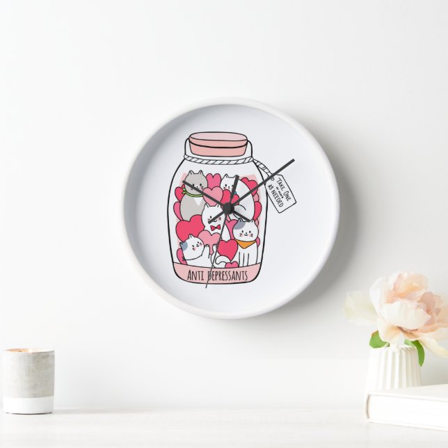Horloge Antidépresseur de chat Drôle cadeau Amoureux des c (Maison)