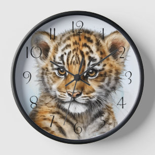 Horloge Aquarelle Cute Tiger Cub