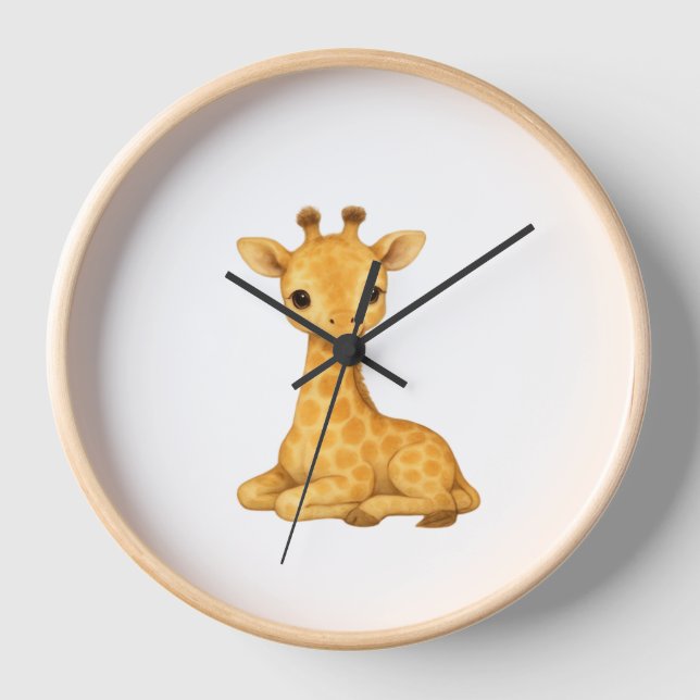 Horloge Aquarelle de bébé Giraffe Imprimer - Pépinière Mur (Recto)