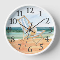 Horloge aquarelle de la scène de plage