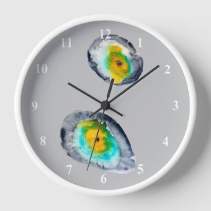 Horloge aquarelle huîtres abstraites