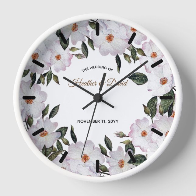 Horloge Aquarelle rose Roses Ballerina Floral Art (Recto)