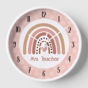 Horloge Arc-en-ciel Boho Bohemian couleur neutre mur perso