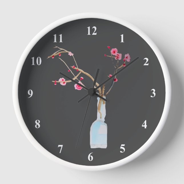 Horloge Ardoise en sakura cerise en fleurs (Recto)