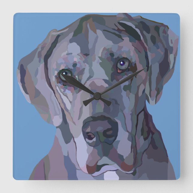Horloge argentée de great dane Merle (Recto)