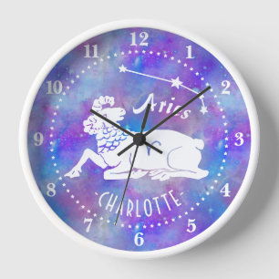 Horloge Aries Ram Constellation Étoiles Nom personnalisé
