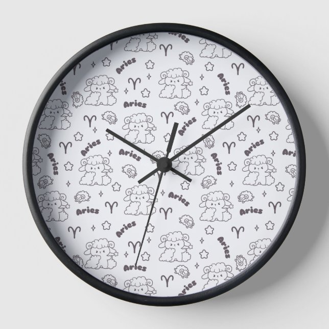 Horloge Aries Zodiac Elegance - Art Line Bunny & Ram (Recto)