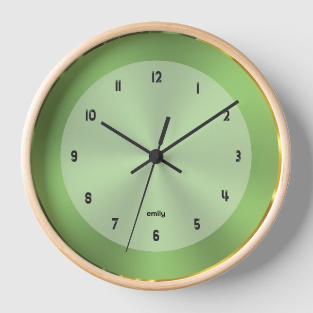 Horloge Arrière - plan vert clair avec une bordure de trai (Recto)