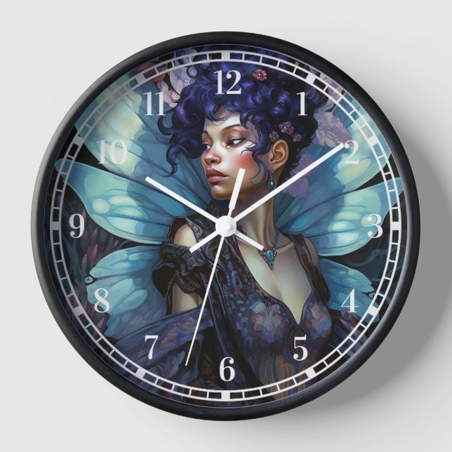 Horloge Art d'Imaginaire Fée Noire Africain (Recto)