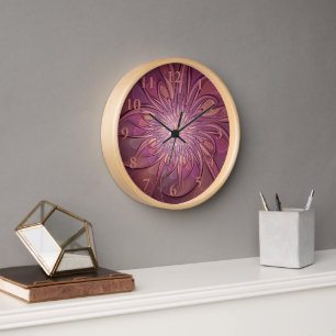 Horloge Art floral fractal moderne abstrait couleurs de ba