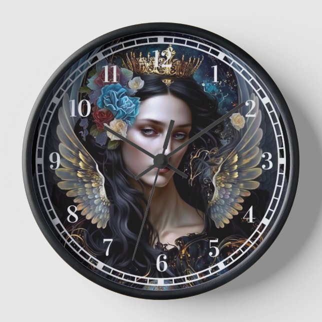 Horloge Art Imaginaire de la Reine-Ange foncé (Recto)