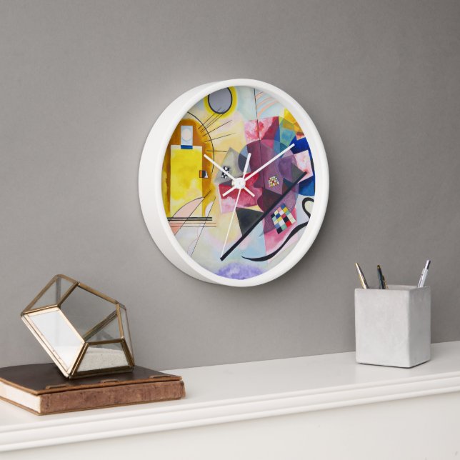 Horloge Art moderne Abstrait Kandinsky Jaune Rouge Bleu (Bureau)