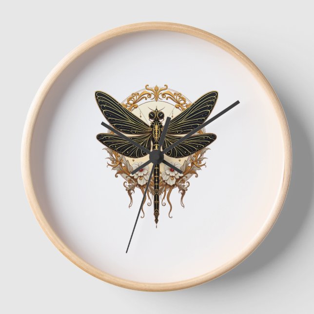 Horloge Art Nouveau Dragonfly Elegant Steampunk (Recto)