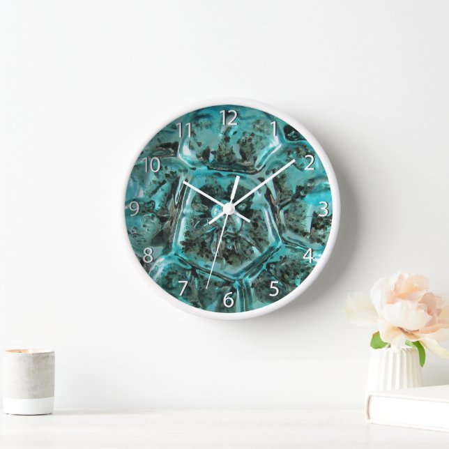 Horloge Art Verre Aqua Turquoise Bijoux bleu Luxe - numéro (Maison)
