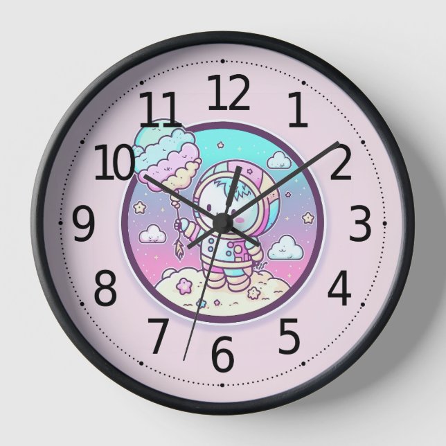 Horloge Astronaut mignon avec balon de crème glacée sur la (Recto)