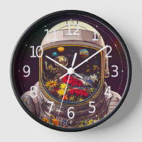 Astronaute Coloré dans l'Espace avec Fleurs |