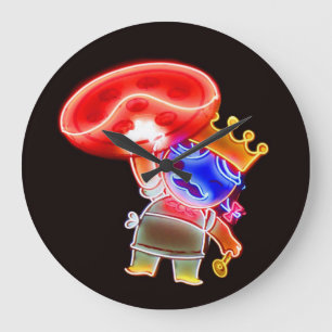 Horloge au néon de tarte de pizza