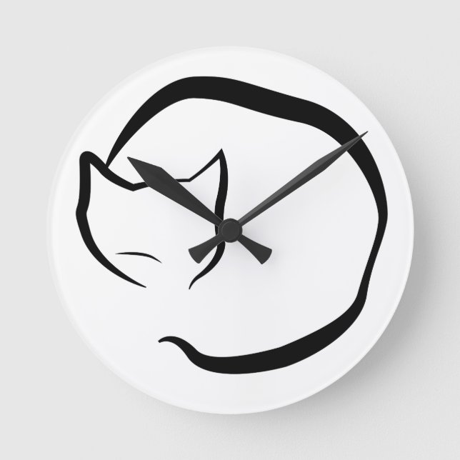 Horloge avec chat couché en quatre lignes (Recto)