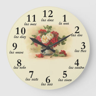 Horloge avec image vintage et numéros en espagnol