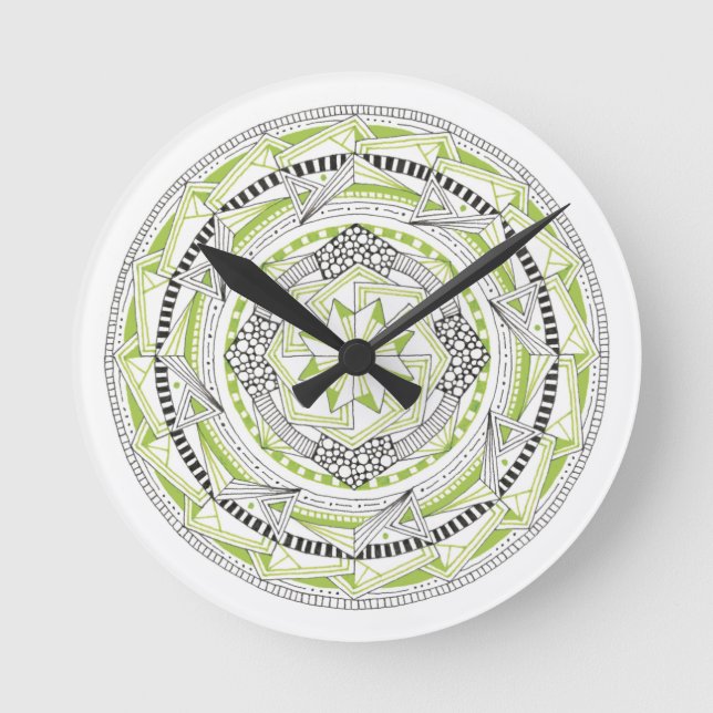 Horloge avec Mandala originale Inspiré Design Vert (Recto)