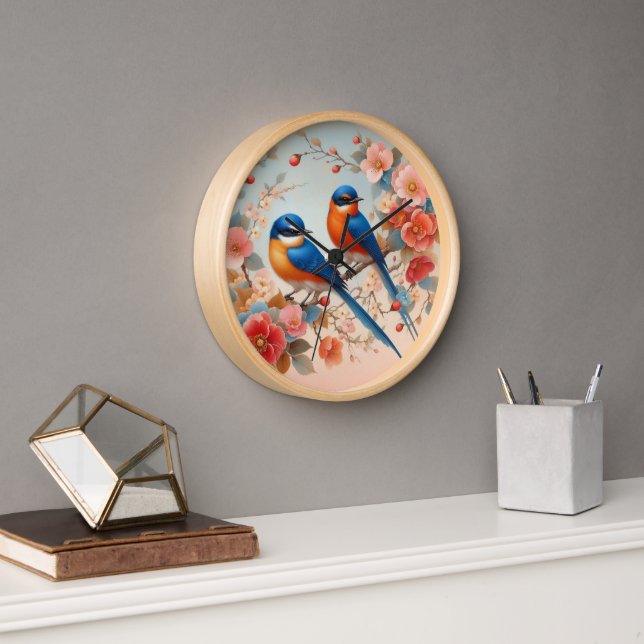 Horloge Azure & Amber : Une Symphonie Sereine (Bureau)