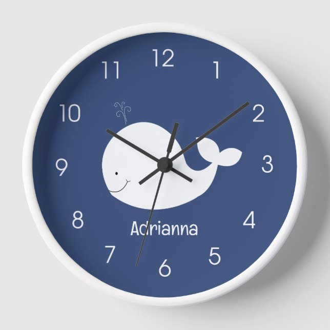 Horloge Baleine blanche Marine marine Blue Ocean Nursery (Recto)