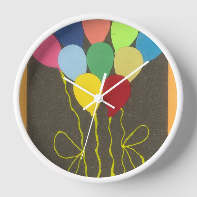 Horloge Ballons d'anniversaire colorés Design graphique (Recto)