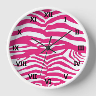 Horloge Bandes de zèbre rose