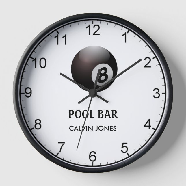 Horloge Bar de piscine à huit boules blanc (Recto)