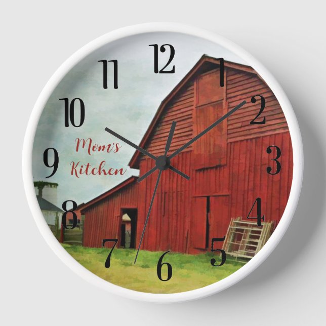 Horloge BARN pittoresque ROUGE RUSTIQUE (Recto)