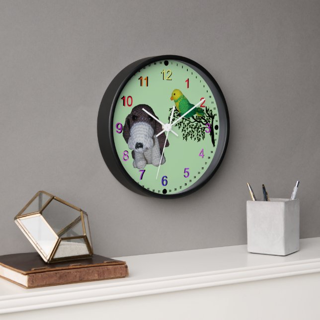 Horloge - Basset hound et Bird (Bureau)