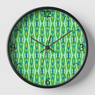 Horloge Batik Tribal - Menthe, Émeraude et Bleu