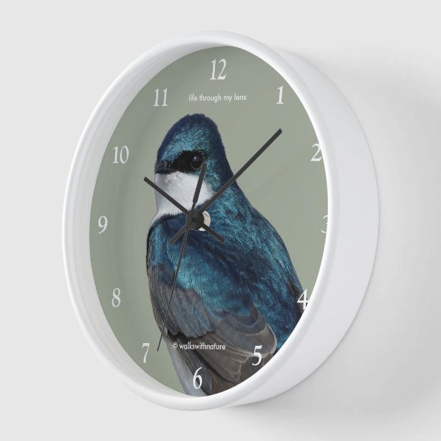 Horloge Beau oiseau chevalier en hirondelle d'arbre sur fi (Angle)