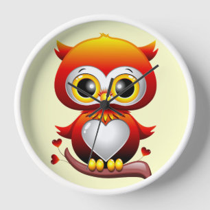 Horloge Bébé Chouette Amour Caricature Coeur