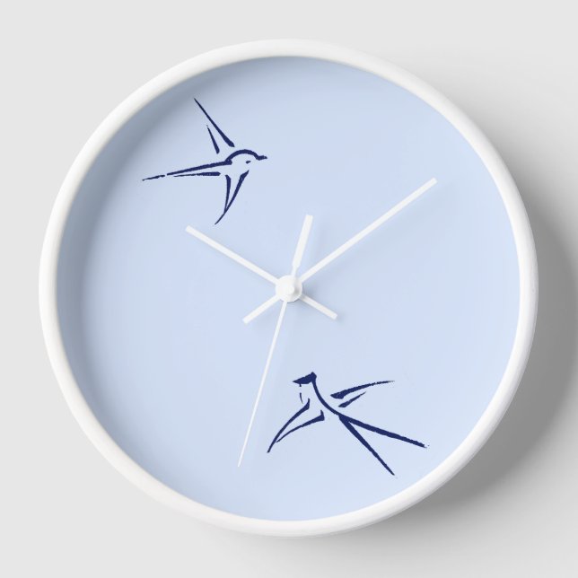Horloge Bébés : hirondelles/bleu - (Recto)